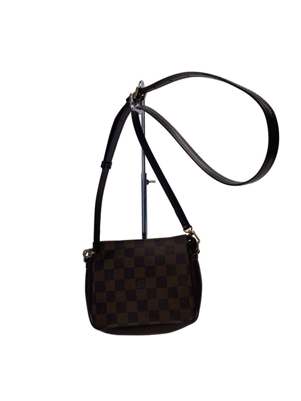 LOUIS VUITTON Trousse Makeup Damier Ebene Brown Leather Brown